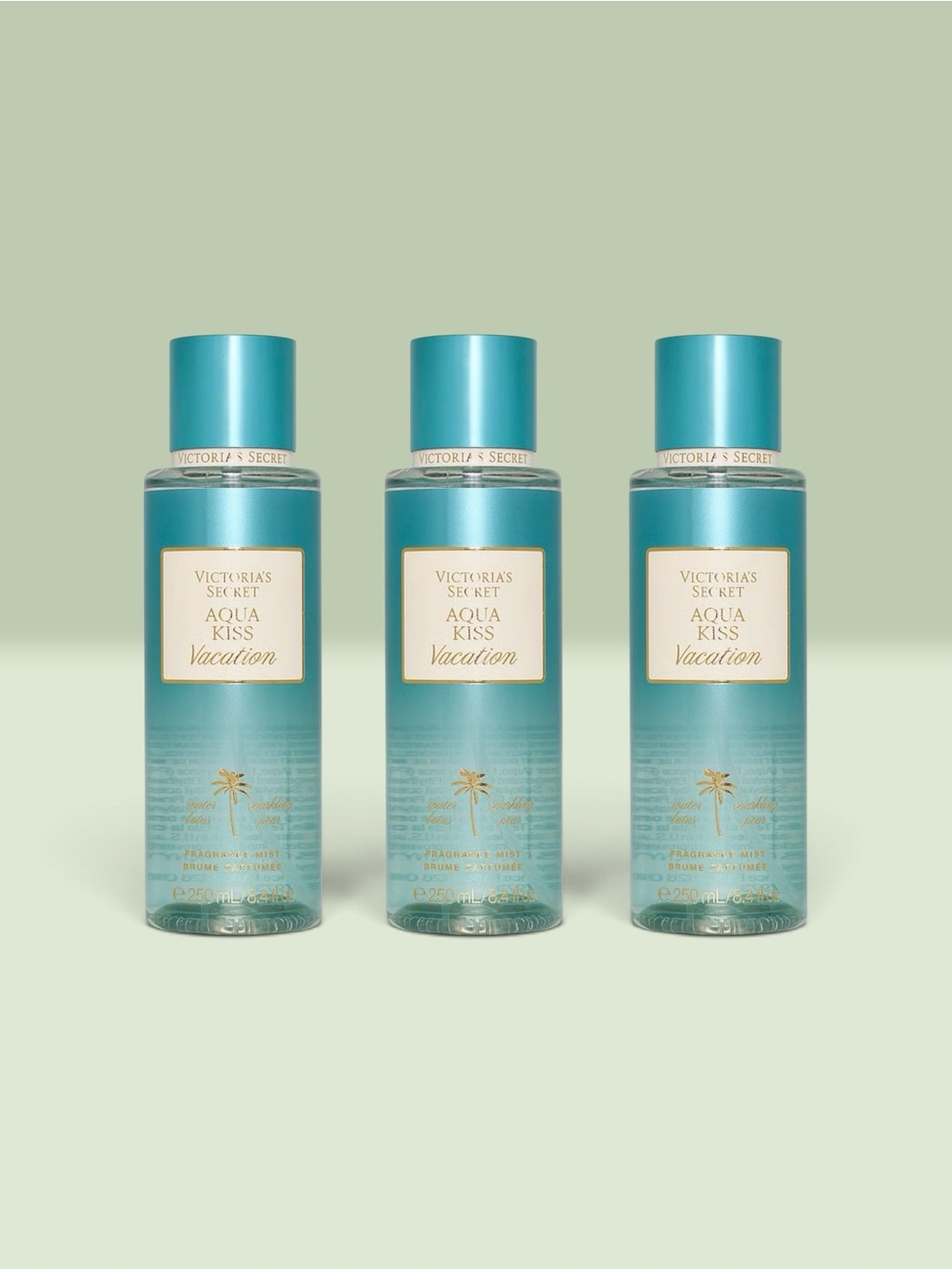 Victoria's Secret AQUA KISS VACATION Fragrance Mist ~ 8.4 fl.oz. ( Lot of 3 )